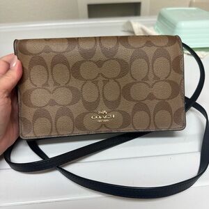 Coach Signature Brown and Black Crossbody Bag